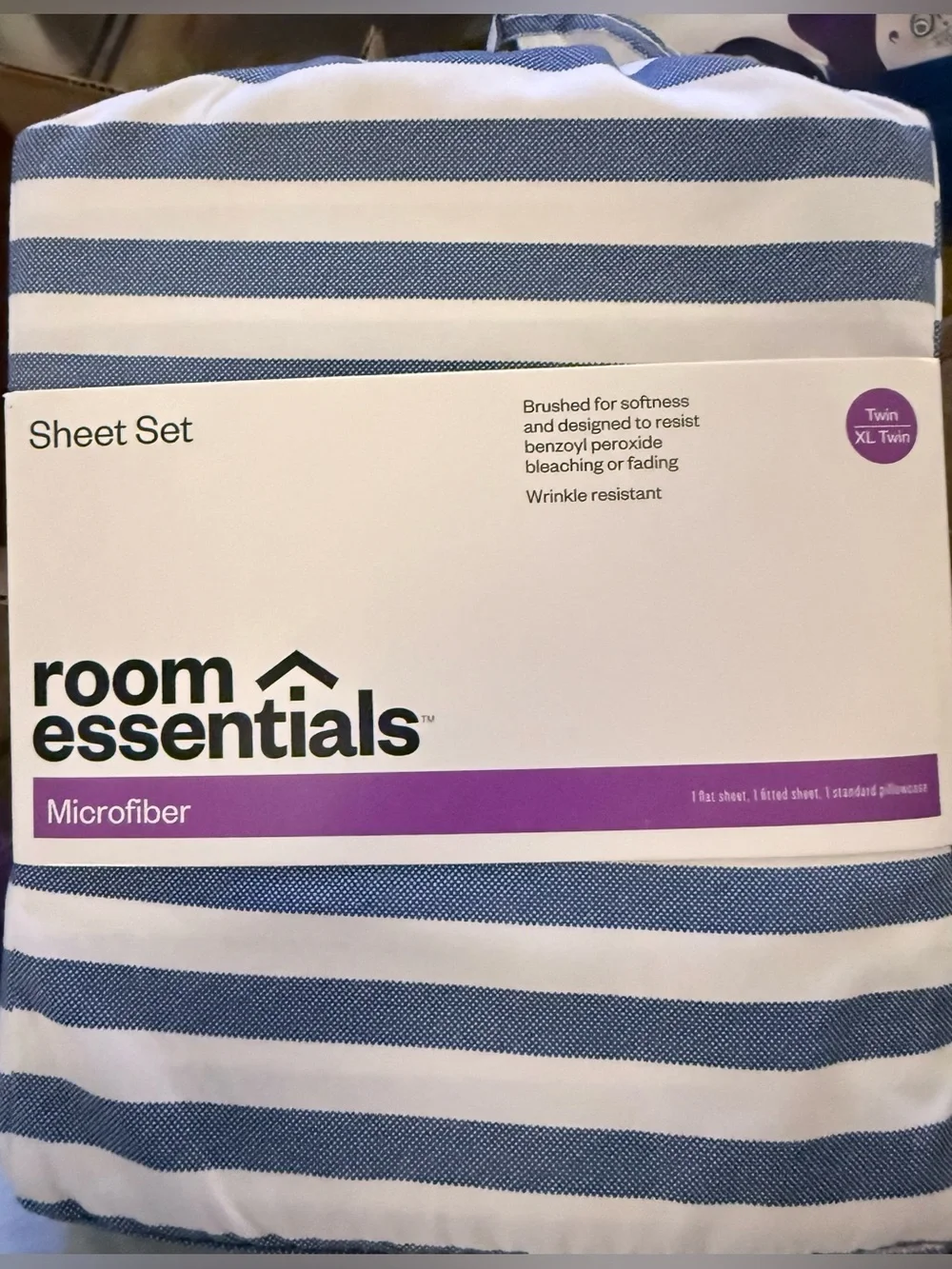 Room Essentials Blue and White Striped Microfiber Sheet Set Twin Twin XLT